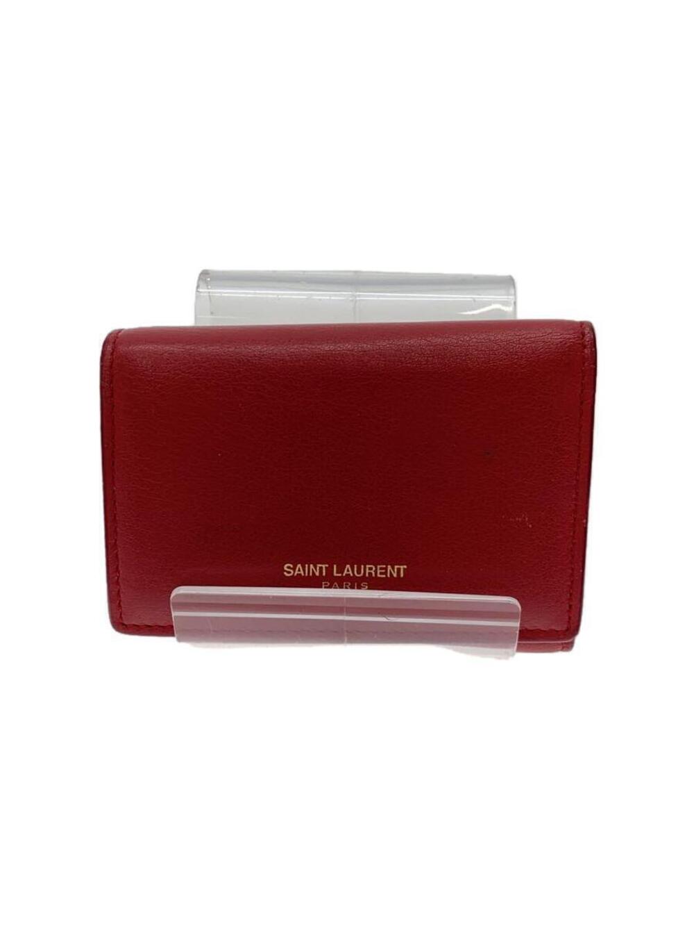 SAINT LAURENT Key Case Wallet Leather RED